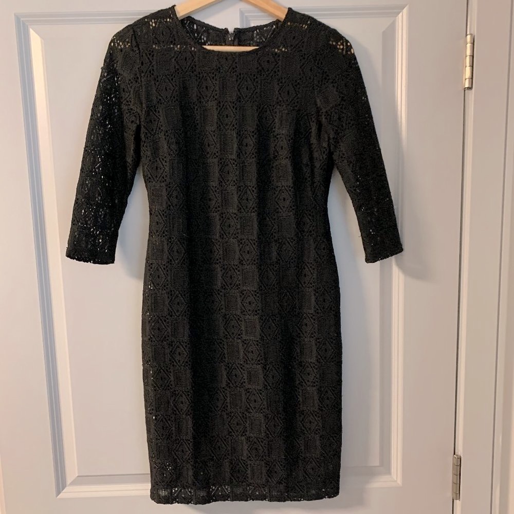 Laundry by Design Black Lace 3/4 Sleeve Cocktail Dress, Size XSP